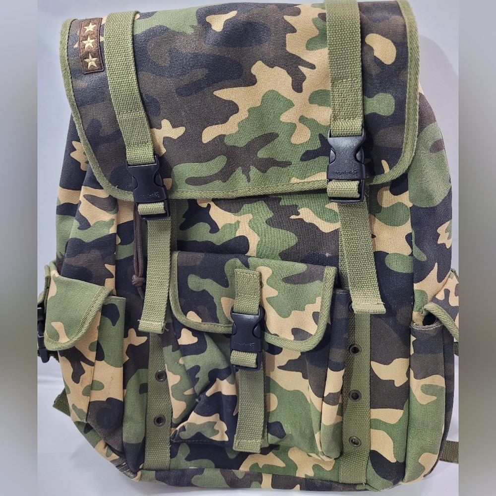 TURBULANCE CAMO MILITARY STYLE TRAVEL HEAVY DUTY CANVAS BACKPACK 18.5" GREEN - Picture 11 of 11